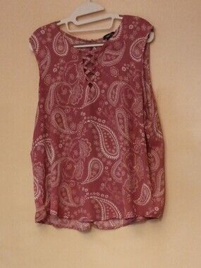 Rue21 Paisley Lace-Up Sleeveless Top - Mauve, Sz XL